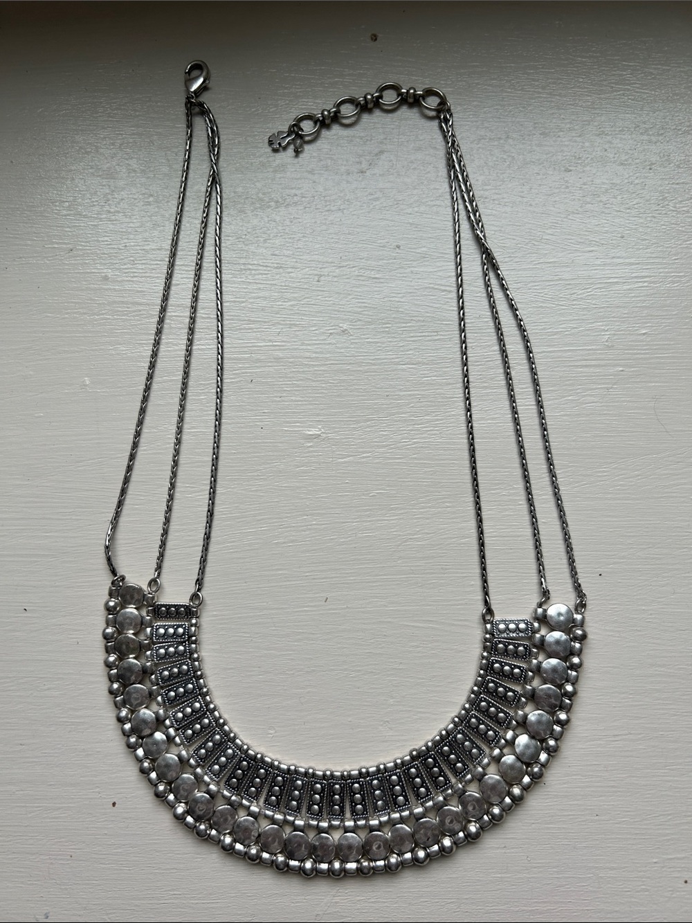Lucky Brand Antiqued Silver Multi-Row Bib Necklace
